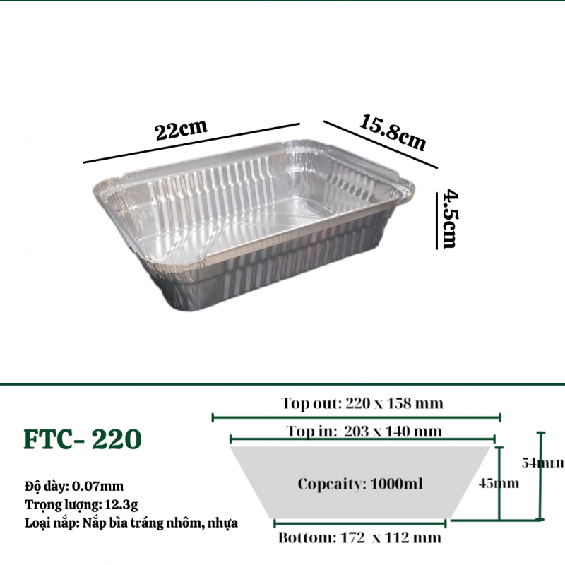 khay giấy bạc 1000ml đựng hải sản, vịt quay